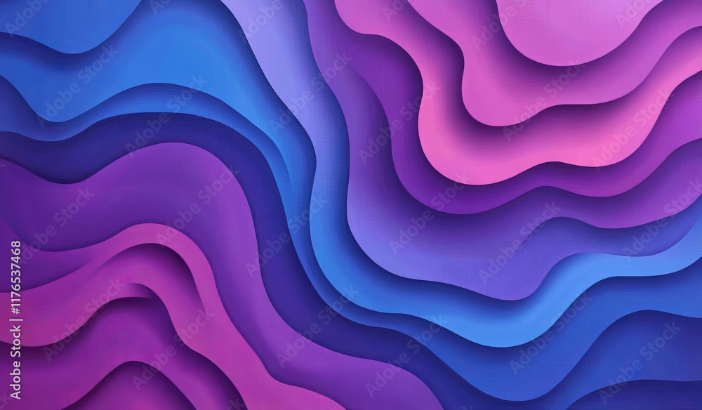 Obraz premium Abstract purple and blue layered wavy paper texture background.