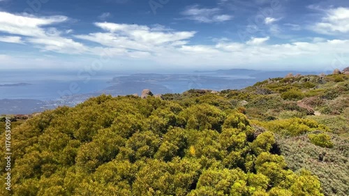 stunning summit of Mount Wellington Kunanyi overlooking Hobart city and south coastof Tasmania photo