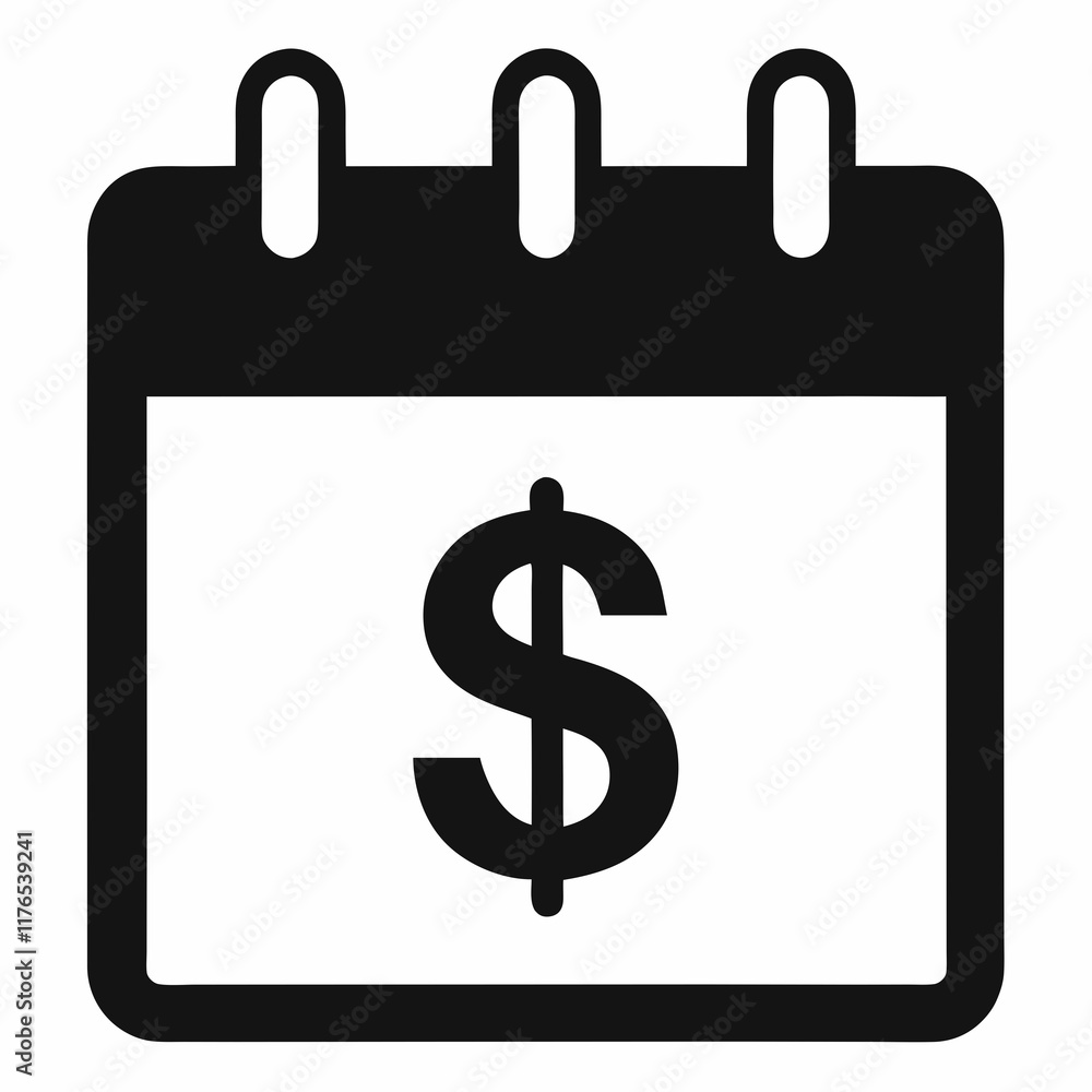 Calendar with Dollar Silhouette Vector Calendar with Dollar Silhouette Vector