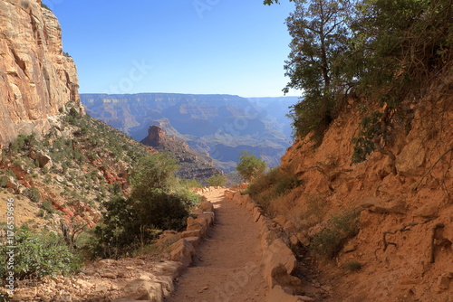 The Bright Angel trail goes from the South Rim all the way down to the Colorado River photo