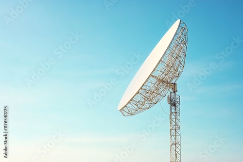 Large Satellite Dish Against Blue Sky Ideal for Telecommunications and Space Communications : Generative AI photo