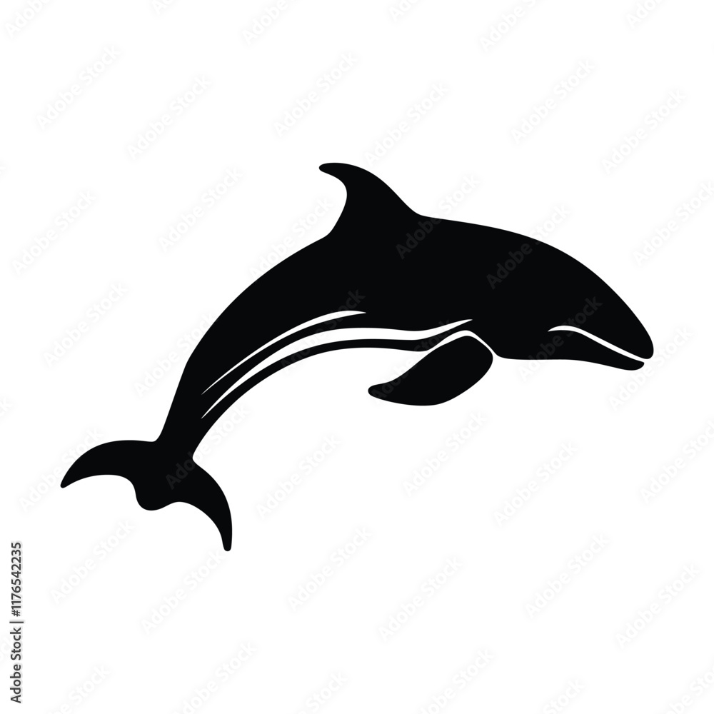 Fototapeta premium Minimal Beluga whale vector silhouette