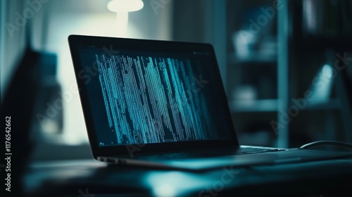 Hacked laptop by a hacker. Hacker hacking computer, broke password and attack internet security system. Phishing scam. Cyber criminal gets access to personal data, banking. Computer hack concept.