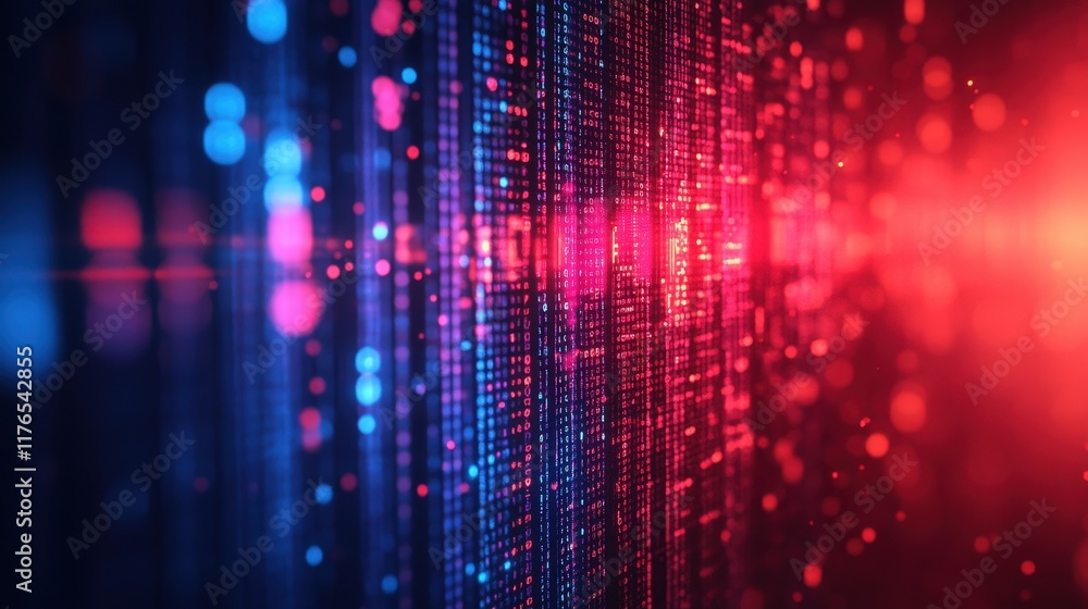 custom made wallpaper toronto digitalAbstract Digital Lock Icon with Blurred Binary Code Background in Red and Blue Colors for High-Tech Security Concepts and Illustrations