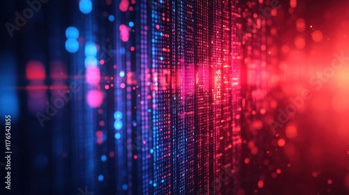 Wallpaper Mural Abstract Digital Lock Icon with Blurred Binary Code Background in Red and Blue Colors for High-Tech Security Concepts and Illustrations Torontodigital.ca