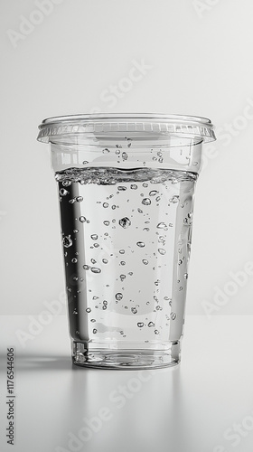 Sparkling Water in Plastic Cup  Beverage  Refreshment
