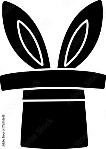 Magician hat with Rabbit ears black icon.
Bunny in magic hat  silhouette vector. 
concept with hat and rabbit trick.
Transparent background.