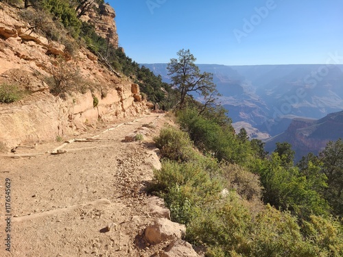 The Bright Angel trail goes from the South Rim all the way down to the Colorado River photo