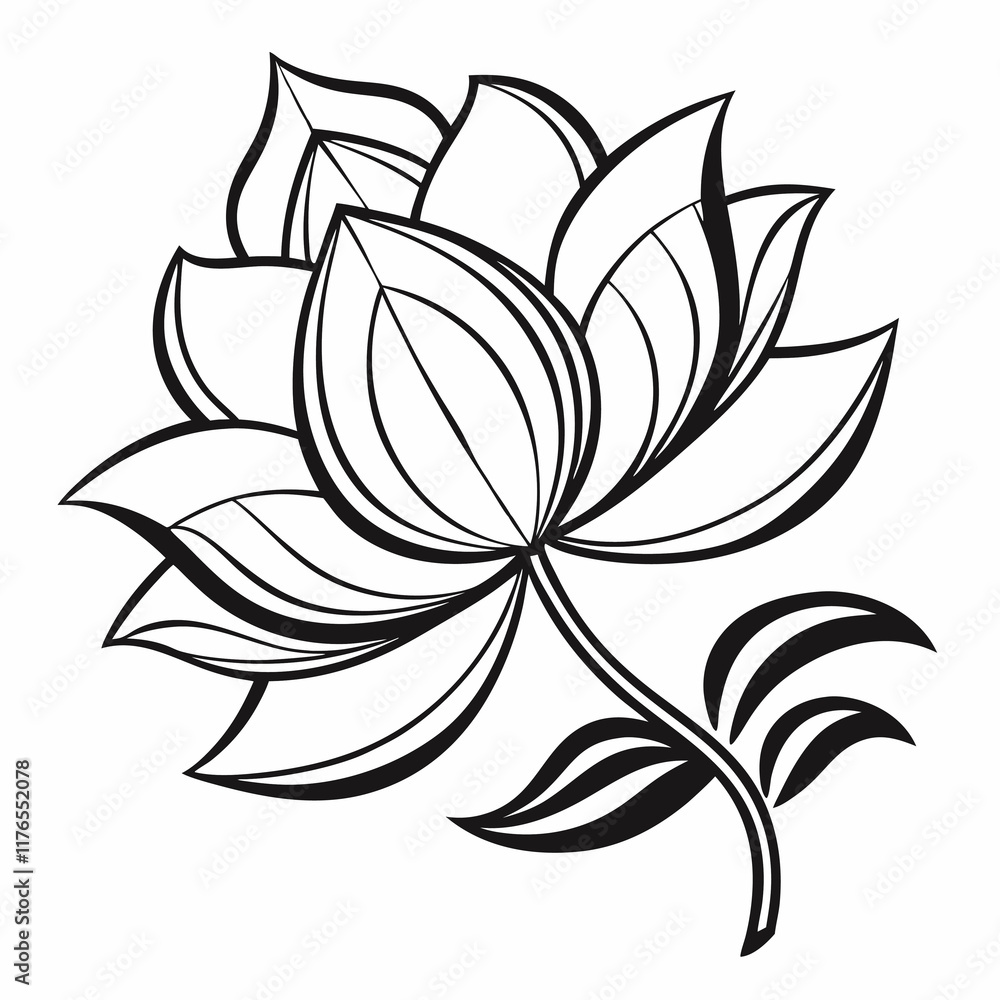 Lotus flower line art simple design symmetrical Lotus flower line art simple design symmetrical