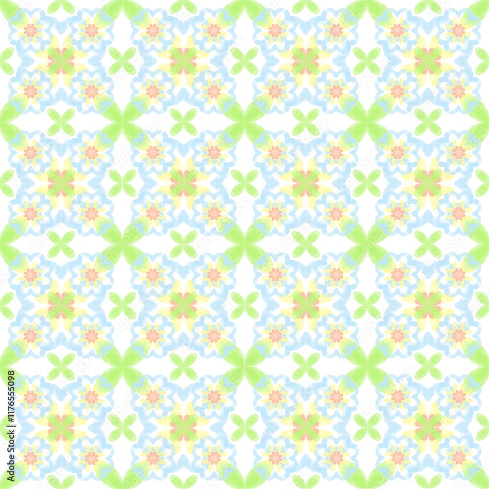 seamless floral pattern with yellow and pale blue flowers and green leaf seamless floral pattern with yellow and pale blue flowers and green leaf