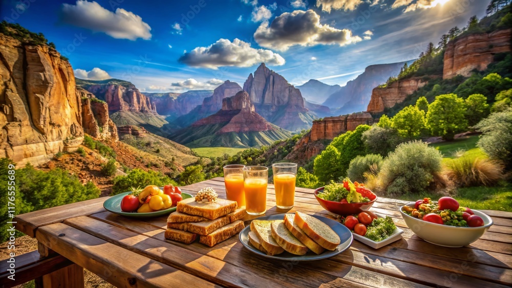 Fototapeta premium Zion National Park Visitor Center: Delicious Lunch with Scenic Views