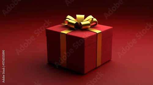 Wallpaper Mural Glamorous Red Gift Box with a Dazzling Gold Bow Set Against a Deep Red Background : Generative AI Torontodigital.ca