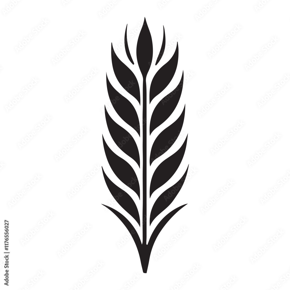 Elegant Black Silhouette Wheat Ear Illustration for Design Projects Elegant Black Silhouette Wheat Ear Illustration for Design Projects