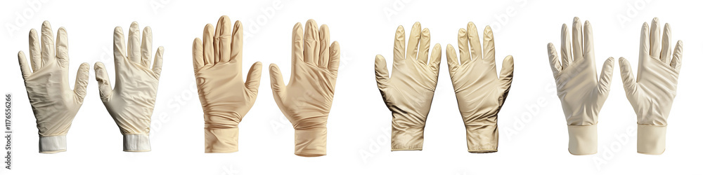 Obraz premium A series of gloves displayed, showcasing various colors and styles, emphasizing their texture and design.