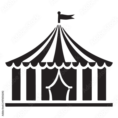 Detailed Circus Tent Silhouette Vector Illustration