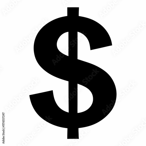 Dollar Sign Black Silhouette Vector Art