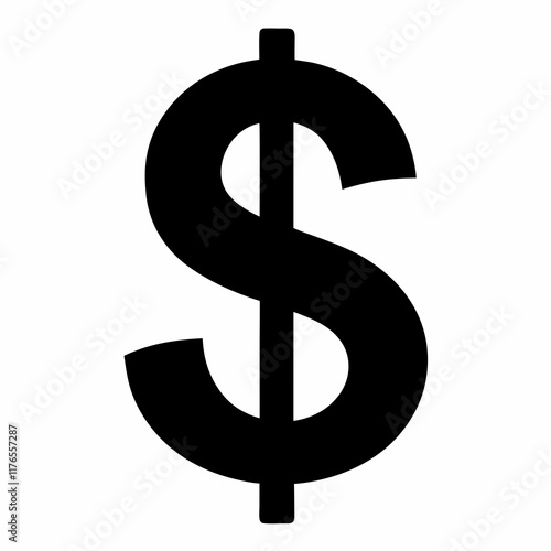 Dollar Sign Black Silhouette Vector Art