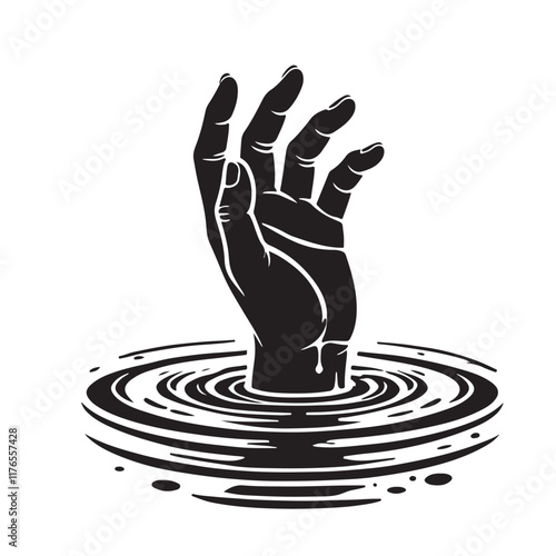 A Silhouette of a Hand Reaching Out of Water