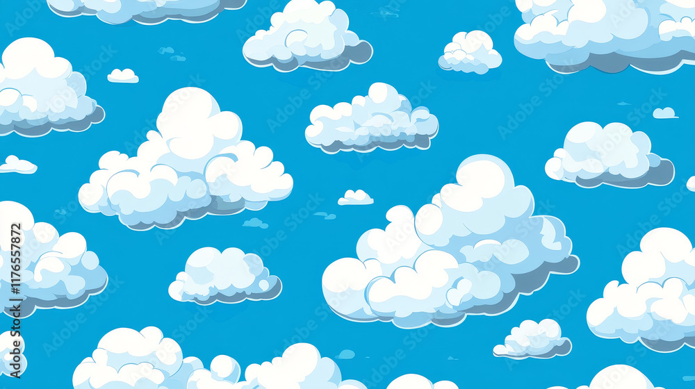 Seamless pattern of white clouds on blue sky for wallpaper or background design Seamless pattern of white clouds on blue sky for wallpaper or background design
