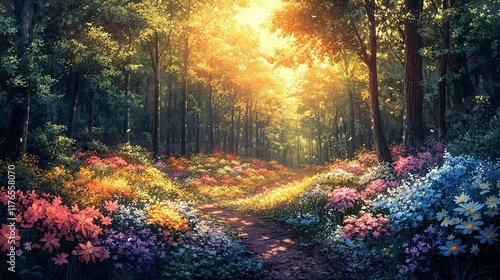 many kindness,colorful,difference flower and chase in futher forest,more detailed,illustration,no real --chaos 20 --ar 16:9 --stylize 450 --v 6.1 Job ID: f09c6a7f-1274-41ae-b457-94317218daef photo