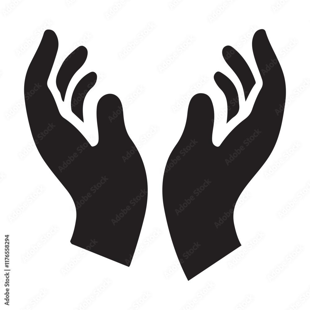 Protective Hands Silhouette Vector Graphic Illustration Protective Hands Silhouette Vector Graphic Illustration