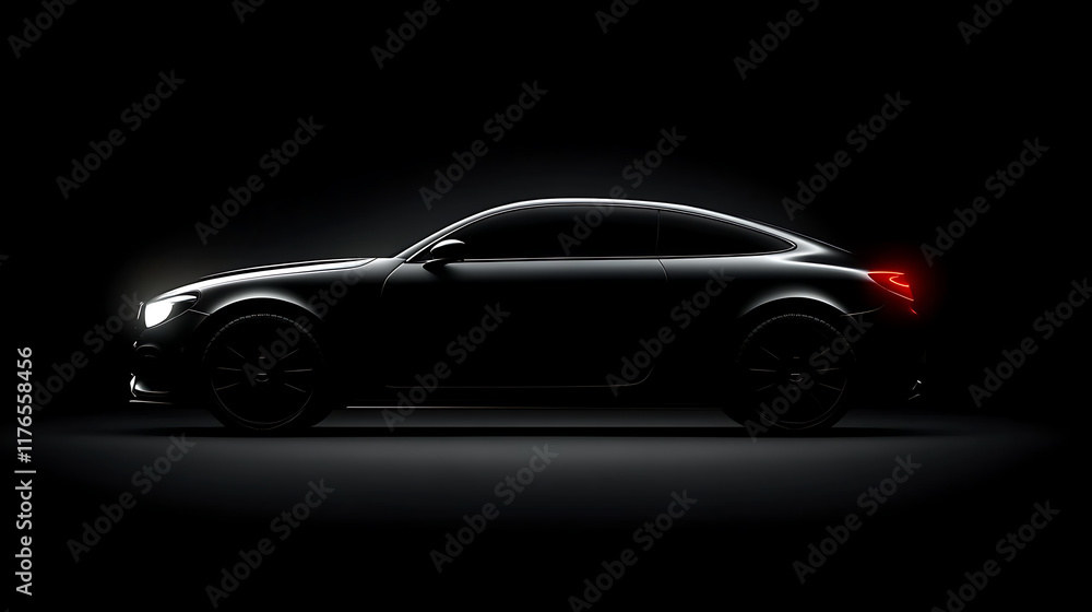Realistic car scene in the dark. created with Generative AI technology Realistic car scene in the dark. created with Generative AI technology