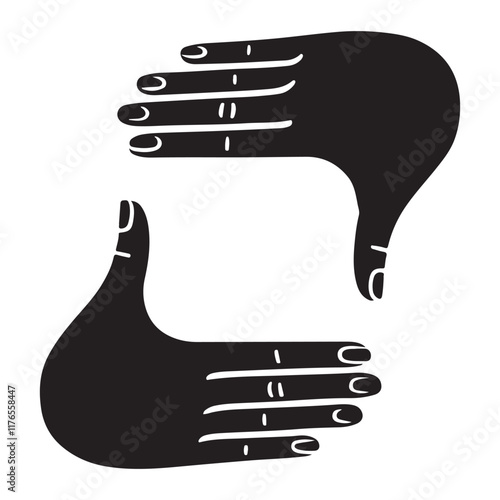 Silhouette of Two Hands Forming a Frame Vector Illustration