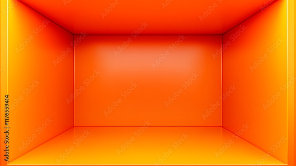 Vivid Orange Cube Interior Empty Space Vivid Orange Cube Interior Empty Space