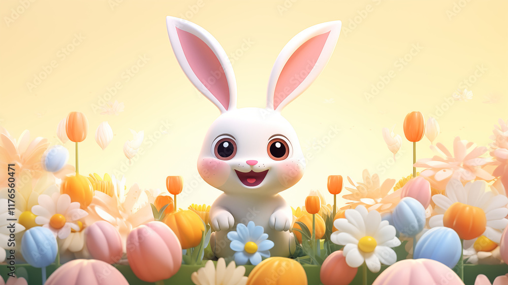 Obraz premium easter bunny with easter eggs