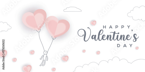 Happy Valentine's Day, vector illustration. valentine's Day on 14 February. Celebrate Valentine’s Day with Joy and Love. Banner, Card,  Wallpaper, Flyer, Poster, Sticker.