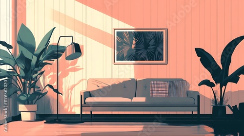 Sunlit Living Room with Tropical Plants and Modern Sofa A Calming and Stylish Interior Design Scene Perfect for Home Decor,Interior Design Blogs