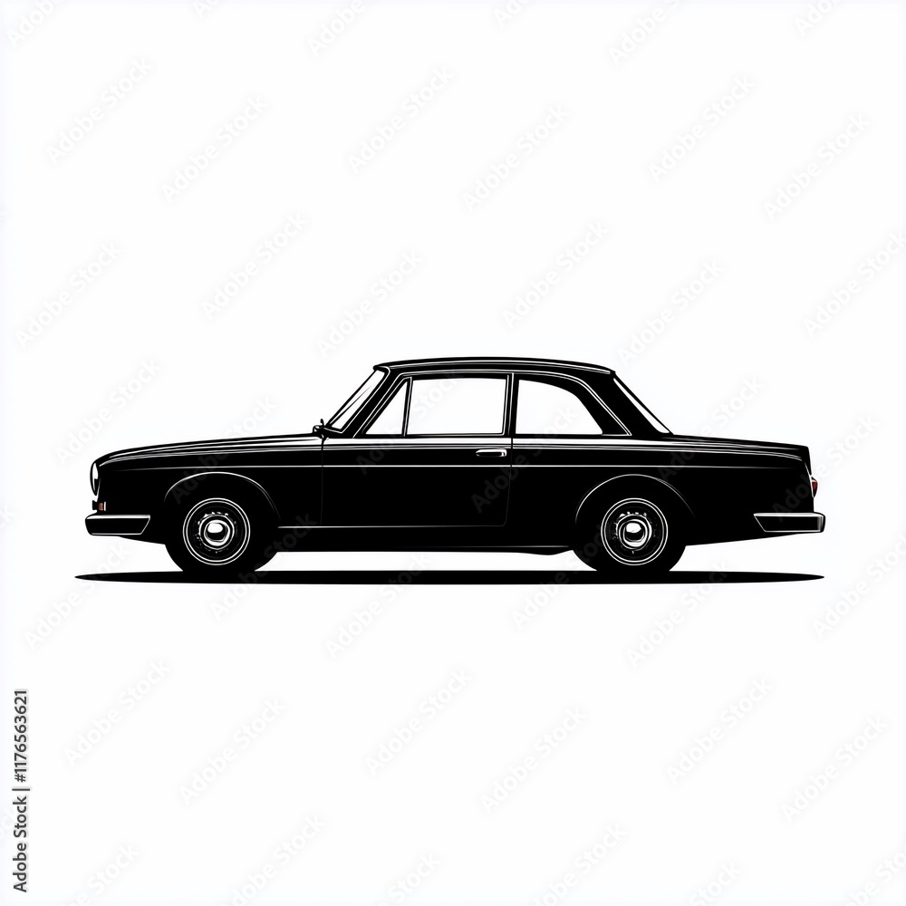 Obraz premium Side view of a classic black vintage car.