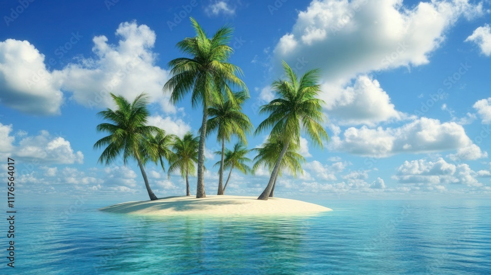 Tropical island paradise with palm trees. Tropical island paradise with palm trees.