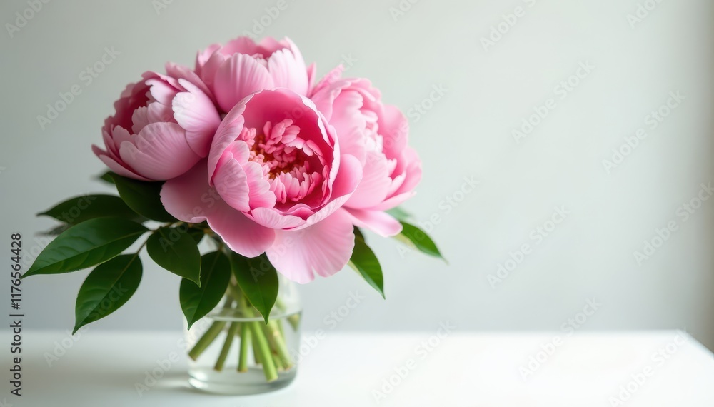 Fototapeta premium Luxurious peony bouquet, soft light, pristine white setting, event, beautiful, red