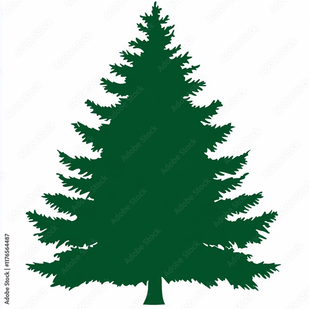 Fototapeta premium Dark green silhouette of a pine tree.