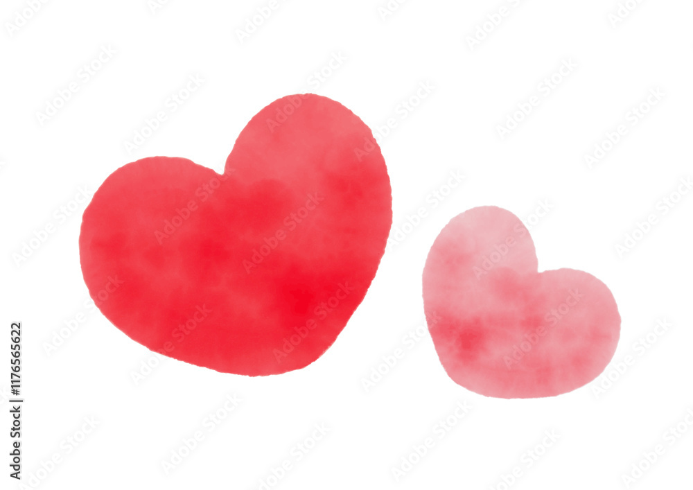 Fototapeta premium Pink Watercolor Hearts Icon