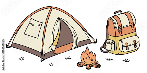 Hand-Drawn Camping Gear Illustrations on Transparent Background. Perfect for: Outdoor festivals, camping events, adventure promotions