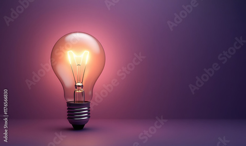 Glowing light bulb on Voilet background representing innovation and creativity, Generative Ai