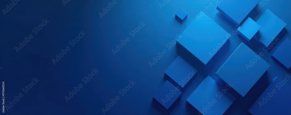 Fototapeta premium Deep blue backdrop, sharp square forms, sleek corporate aesthetic, blue, illustration, texture
