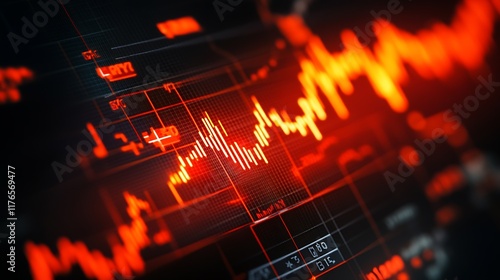 Wallpaper Mural Red Digital Stock Market Display with Dynamic Financial Graph Data : Generative AI Torontodigital.ca