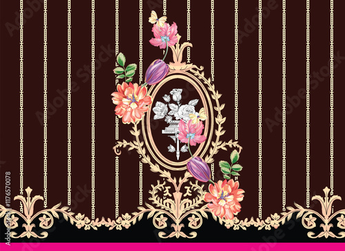 floral Graphic linear Border and patterns with clean, bold aesthetics, ideal for urban decor and fashion.
