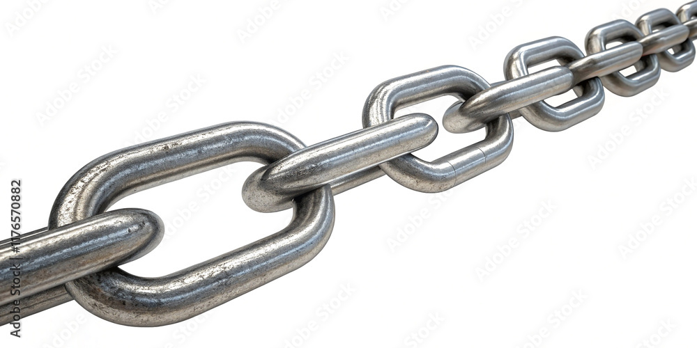 Obraz premium Robust Steel Chain Isolated on White Background for Industrial Applications