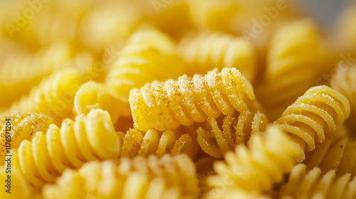 Italian cuisine pasta menu, traditional Italy restaurant. Vector fusilli, fettuccine or linguine, conchiglie or gnocchi and penne with cooking tomato and olive oil spices and herb ingredients photo