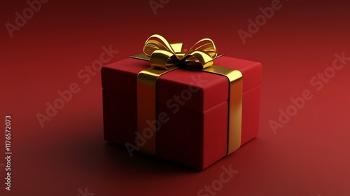 Wallpaper Mural Red Gift Box with Gold Ribbon on Gradient Red Background for Festive Occasions and Celebrations : Generative AI Torontodigital.ca