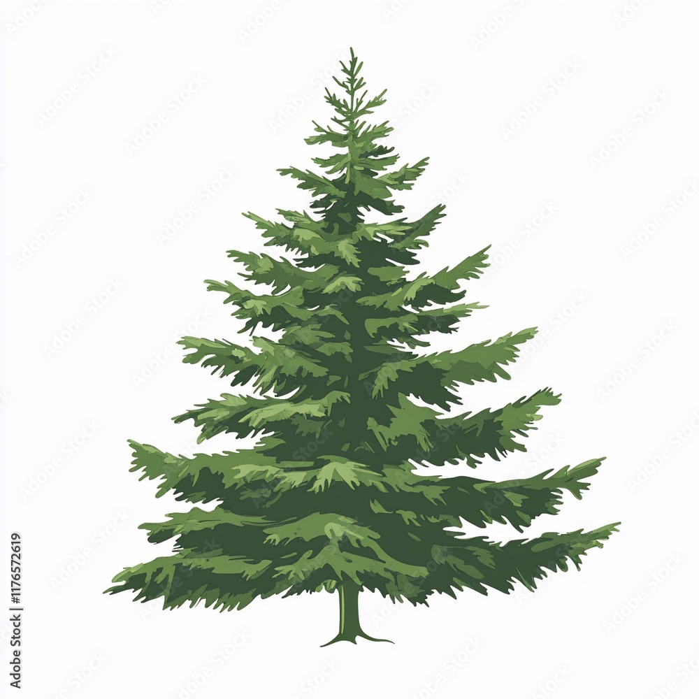 Obraz premium Illustration of a vibrant green Christmas tree.