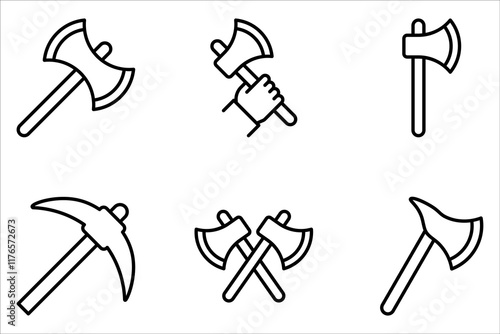 Axe icon vector set. Crossed axe logo design on white background