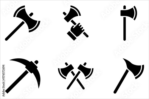 Axe icon vector set. Crossed axe logo design on white background