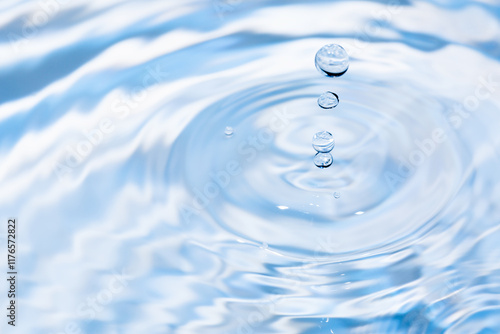 水面に落ちる水滴.