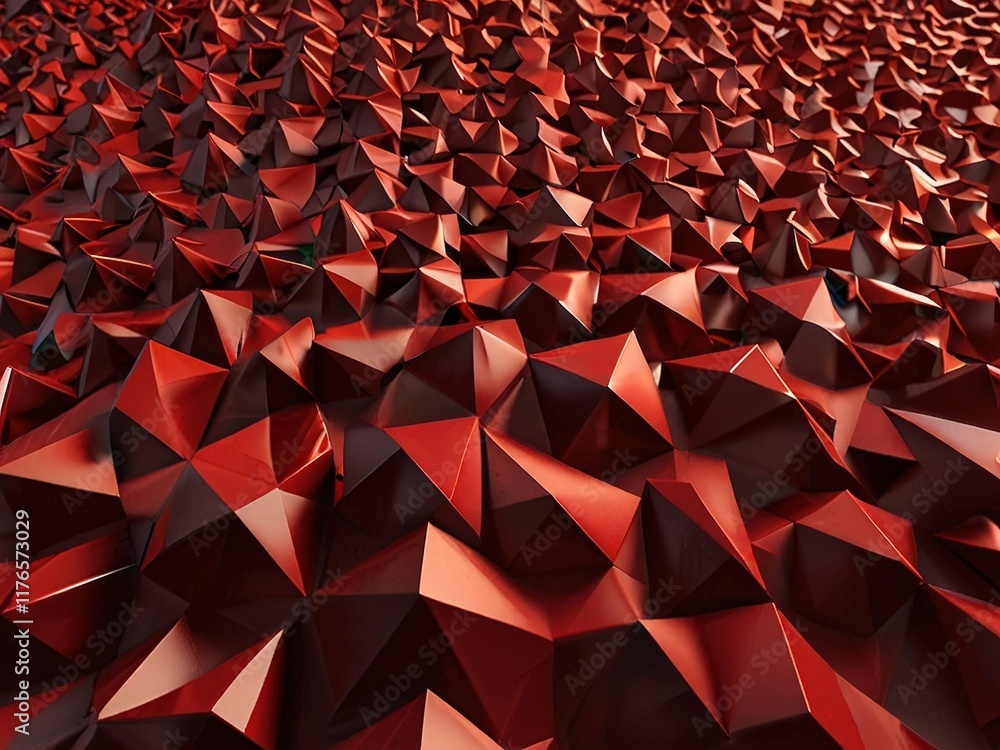 Fototapeta premium Dynamic And Luxurious Red Low Poly Abstract Background With Geometric Triangles