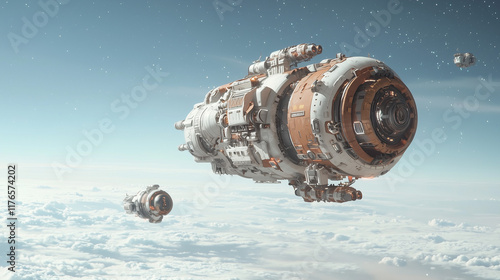Spacecraft Soaring Above th...